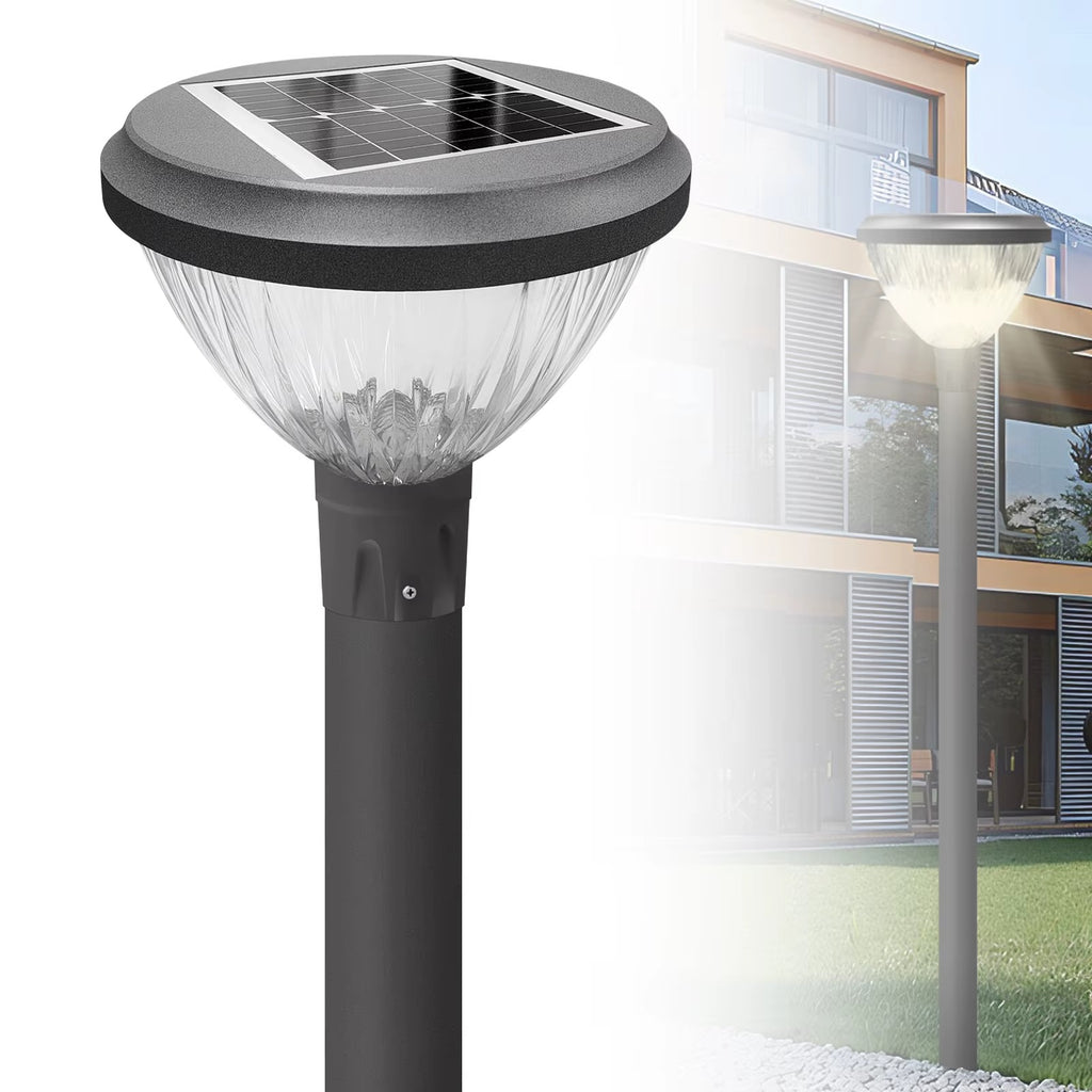 100W Outdoor LED Solar Courtyard Light with Pole | Dimmable 3-Color | IP65 | 2.5m/3m Solar Pillar Light