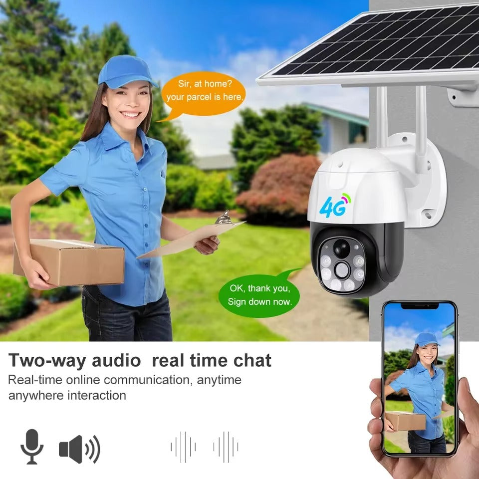 Outdoor Waterproof IP66 1080P Solar Battery Powered 4G PTZ Security Camera – CCTV Solar Camera, V380 & ICSee Compatible