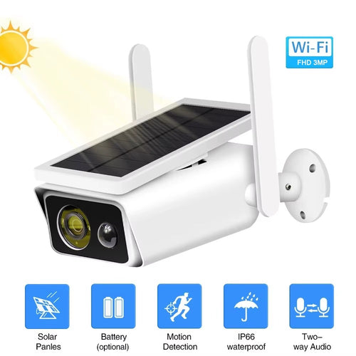 4MP Solar Battery Powered Bullet Security Camera | Outdoor PIR WiFi IP Camera