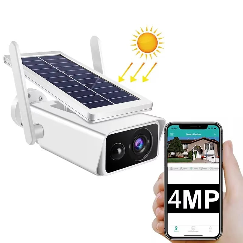 4MP Solar Battery Powered Bullet Security Camera | Outdoor PIR WiFi IP Camera