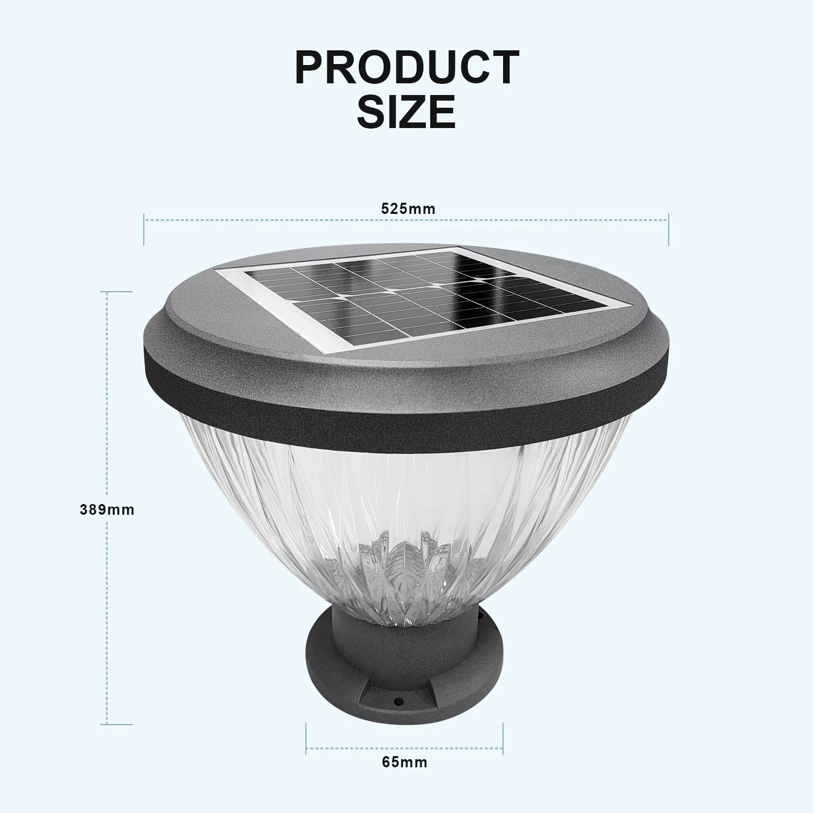 100W Outdoor LED Solar Courtyard Light with Pole | Dimmable 3-Color | IP65 | 2.5m/3m Solar Pillar Light