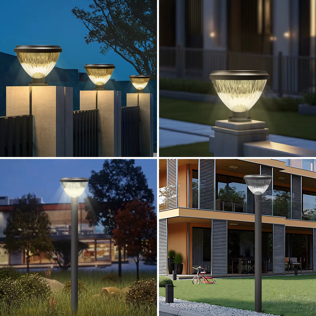 100W Outdoor LED Solar Courtyard Light with Pole | Dimmable 3-Color | IP65 | 2.5m/3m Solar Pillar Light
