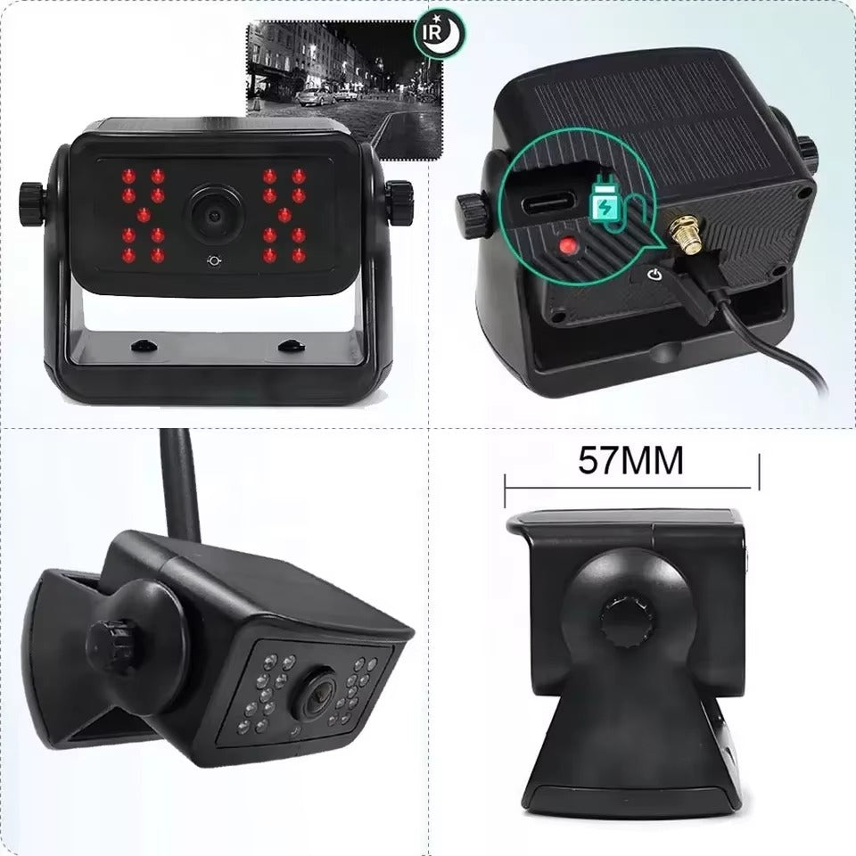 Solar Powered Magnetic Wireless Backup Reversing Camera Kit with 7-Inch IPS Screen Monitor & Loop Recording – for Trailer, Caravan, Pickup & Camper
