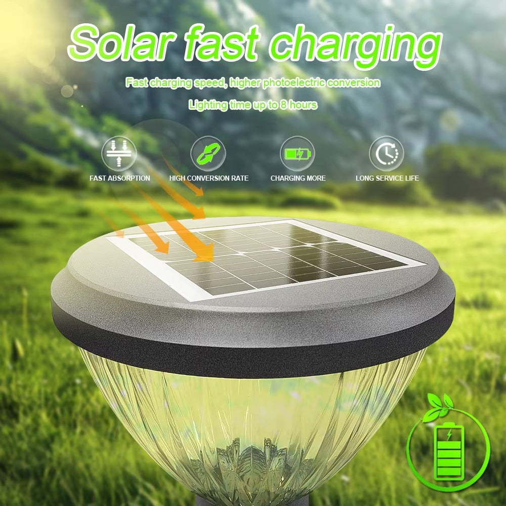 100W Outdoor LED Solar Courtyard Light with Pole | Dimmable 3-Color | IP65 | 2.5m/3m Solar Pillar Light