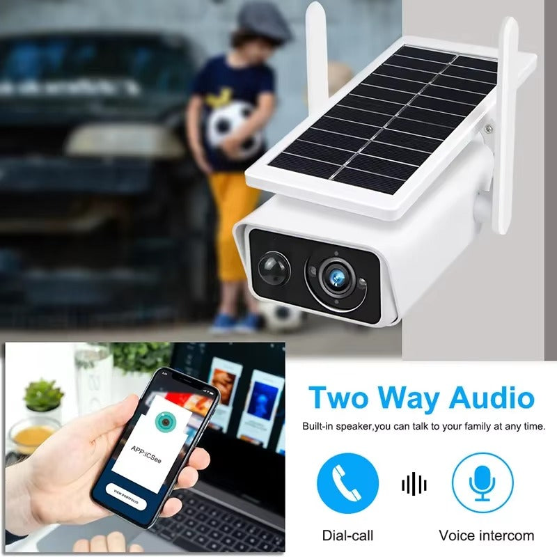 4MP Solar Battery Powered Bullet Security Camera | Outdoor PIR WiFi IP Camera