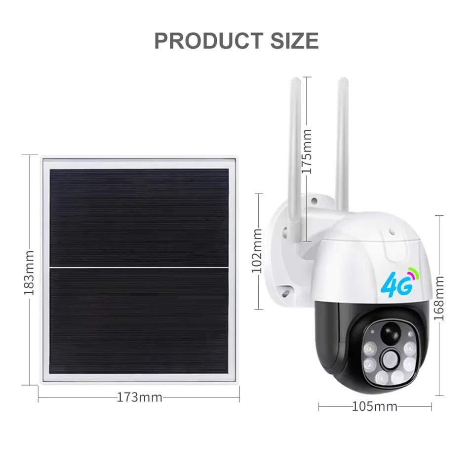 Outdoor Waterproof IP66 1080P Solar Battery Powered 4G PTZ Security Camera – CCTV Solar Camera, V380 & ICSee Compatible