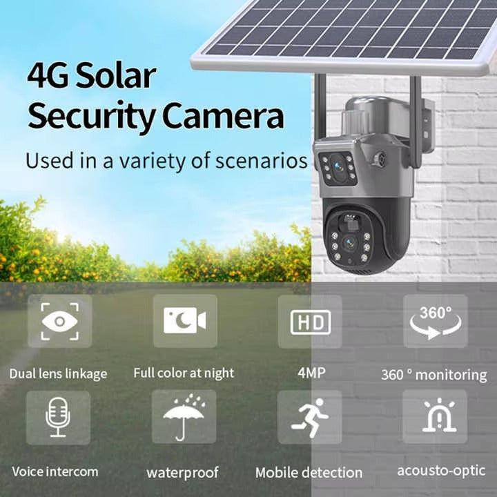 4K Solar Battery Security Camera | 10x/20x Zoom | Built-in Speaker | Cloud CCTV