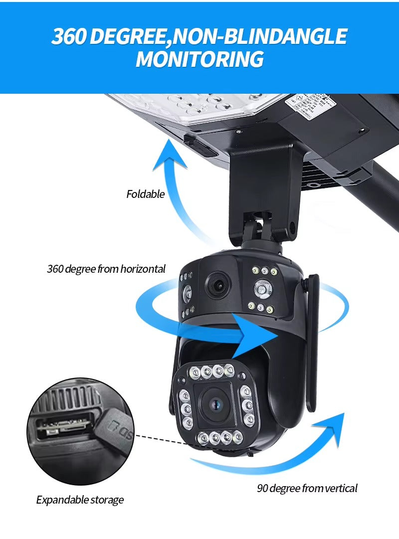 Solar Street Light with Camera 100W/300W/1000W – All-in-One 4G CCTV Security LED Lamp, V380 App Controlled, Outdoor Integrated Solar Street Light