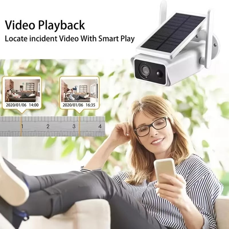 4MP Solar Battery Powered Bullet Security Camera | Outdoor PIR WiFi IP Camera