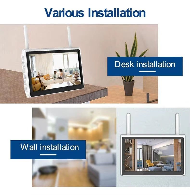 Wireless Outdoor 4CH 4MP Solar Security Camera System, WiFi NVR Kit, CCTV Solar Security Camera System