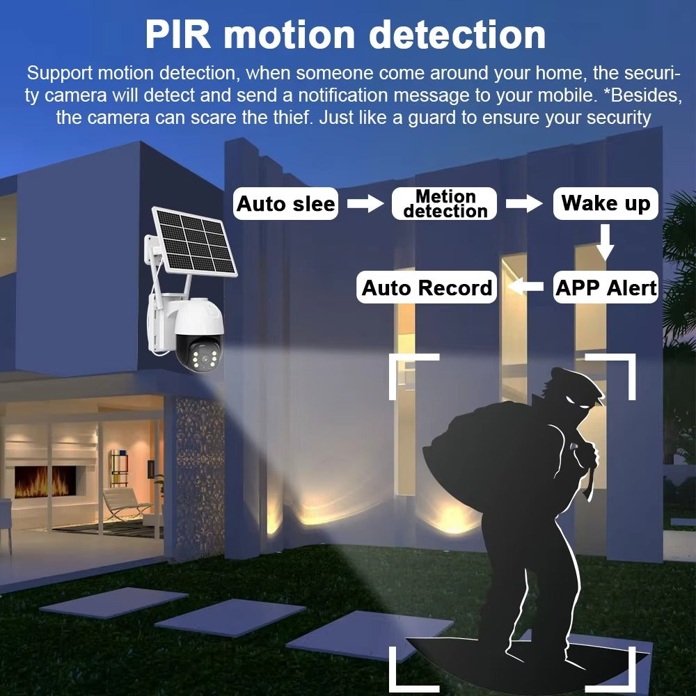5MP 4G Wireless Security Camera | Color Night Vision | Solar Panel & Battery | Two-Way Audio | PIR Motion Detection
